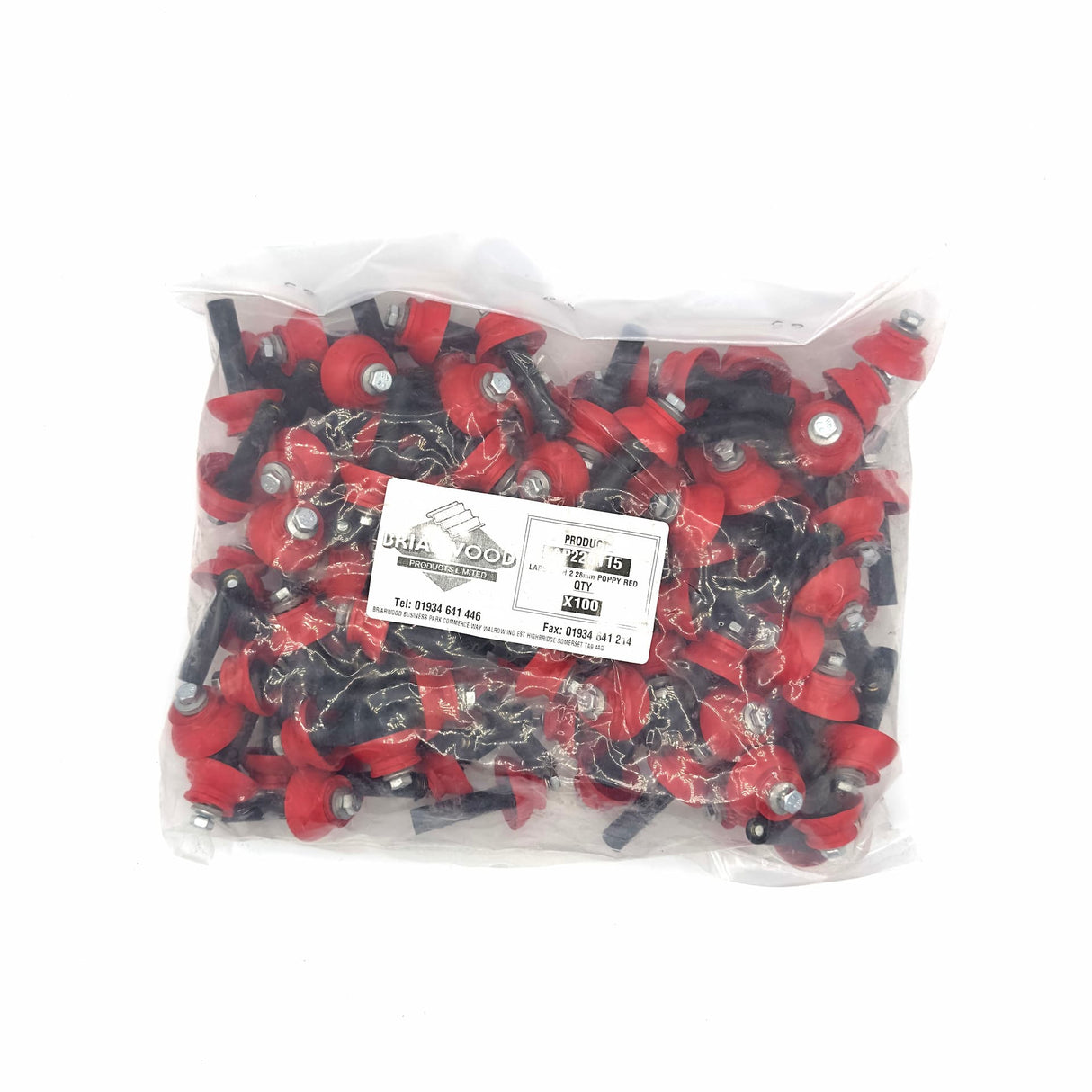 28mm Laplock with Poppy Red Sealer (Pack of 100)