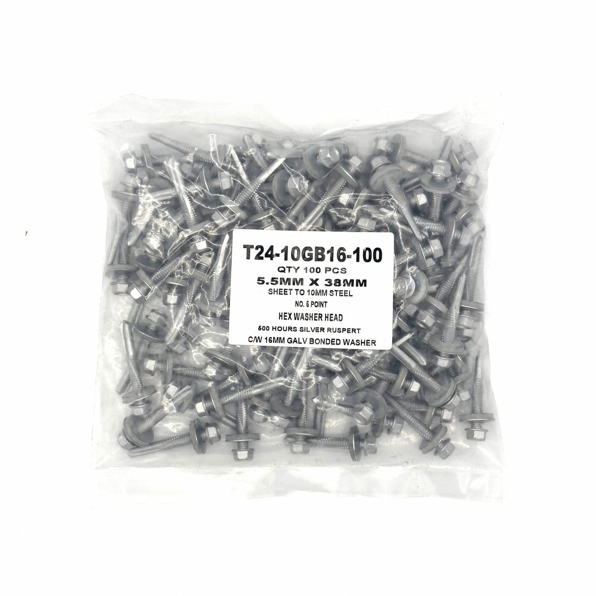 38mm Metal Profiled to Heavy Metal Wall Sections Tek Screws (Pack of 100)