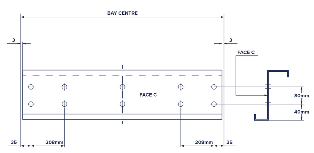 1.6mm 177mm Galvanised Zed Purlins (with Standard Punches)