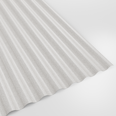 13/3 corrugated roof sheet in PVC Plastisol White, textured finish, studio view