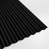 13/3 corrugated roof sheet in Polyester Black, smooth gloss finish, studio view