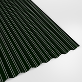 13/3 corrugated roof sheet in Polyester Juniper Green (deep green), smooth gloss finish, studio view