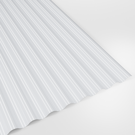 13/3 corrugated roof sheet in Polyester White, smooth gloss finish, studio view