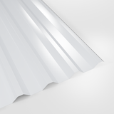 34/1000 box profile roof sheet in Polyester White, smooth gloss finish, studio view