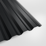 34/1000 box profile wall sheet in PVC Plastisol Anthracite (dark charcoal), textured finish, studio view