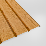 Plank profile woodgrain steel cladding sheet in Natural (golden oak), studio view