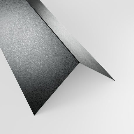 90 degree external corner barge flashing in galvanised steel (silver-grey), 0.7 mm, 150 x 150 mm, studio view