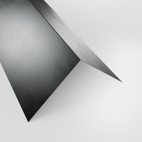 90 degree external corner barge flashing in galvanised steel (silver-grey), 0.7 mm, 300 x 300 mm, studio view