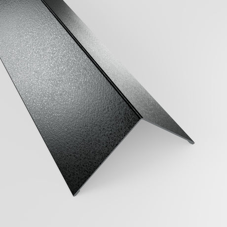 90 degree external corner barge flashing in galvanised steel (silver-grey), 1.5 mm, 100 x 100 mm, studio view