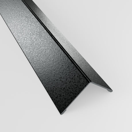 90 degree external corner barge flashing in galvanised steel (silver-grey), 1.5 mm, 50 x 50 mm, studio view