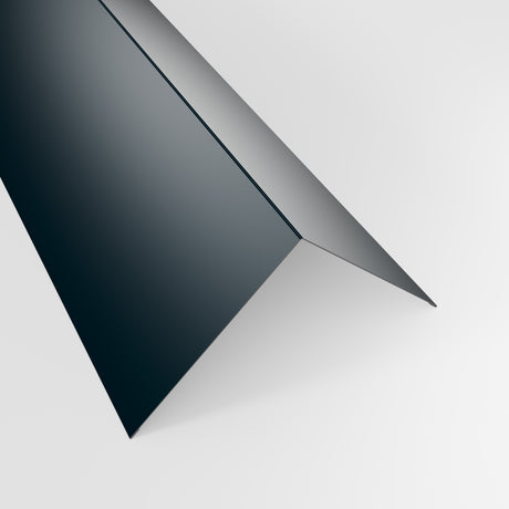 90 degree external corner barge flashing in Slate Blue (dark blue-grey) polyester, 150 x 150 mm, studio view