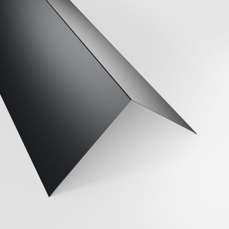 90 degree external corner barge flashing in Anthracite (dark charcoal) polyester, 200 x 200 mm, studio view