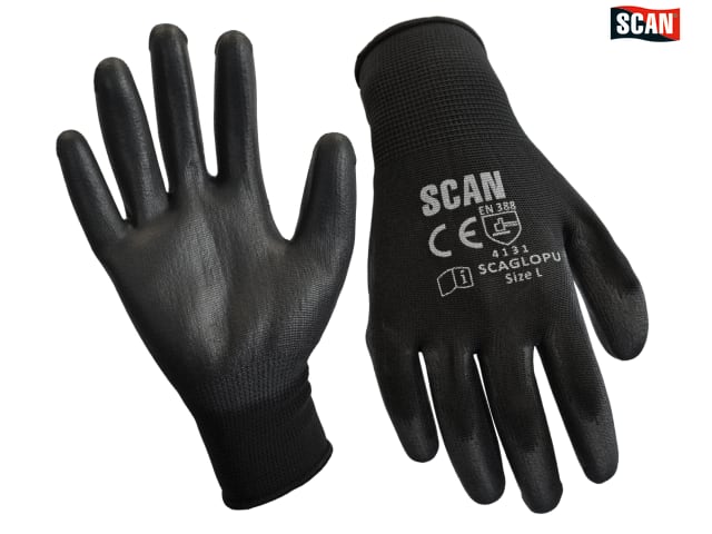 Black PU Coated Gloves sz 9 - Briarwood Supplies